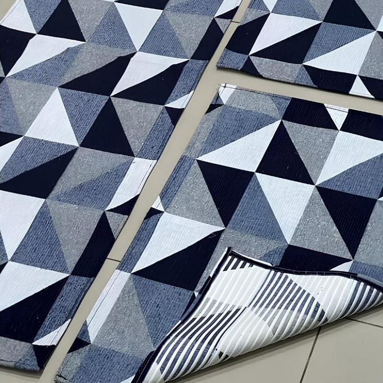 Kit Passadeira Para Cozinha 3 Peças Antiderrapante Jacquard Geométrico 3 Peças
