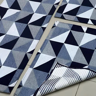 Kit Passadeira Para Cozinha 3 Peças Antiderrapante Jacquard Geométrico 3 Peças