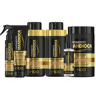 Eico Tratamento Mandioca Fortalecimento Crescimento Shampoo Condicionador Máscara Óleo Reparador Spray Leave-in
