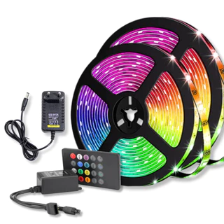 Fita LED 5050 SUPER LED ULTRA RGB 5M 12V 300 LEDS FITA + CONTROLE + FONTE | 16 CORES IP65 Pronta Entrega