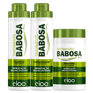 Eico Babosa Aloe Vera Tratamento Shampoo Sem Sal e Condicionador Leave-in 800ml + Máscara Creme de Hidratação 1kg