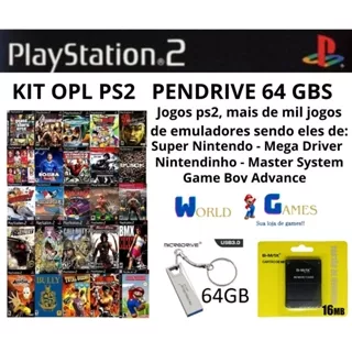 KIT OPL Pen Drive 64gb Ps2 pronto Para OPL + memory card 16mg - JOGOS DE PS2 e EMULADORES