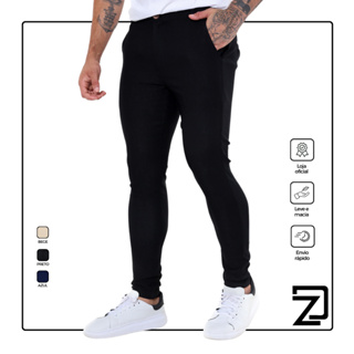 Calça Masculina Alfaiataria Skinny Com lycra Sarja