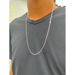 corrente cordão Grumet escama de peixe fininha 70 cm 2-mm em prata pura 925