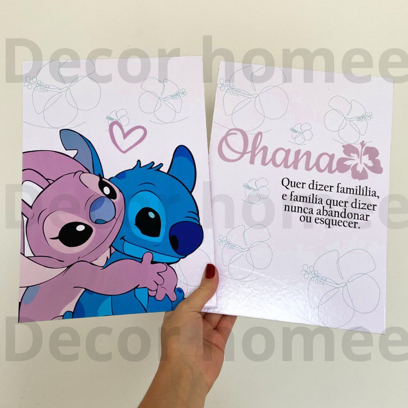 PROMOÇÃO 2 qaudrinhos stitch ohana de 20x28 Mdf | Shopee Brasil