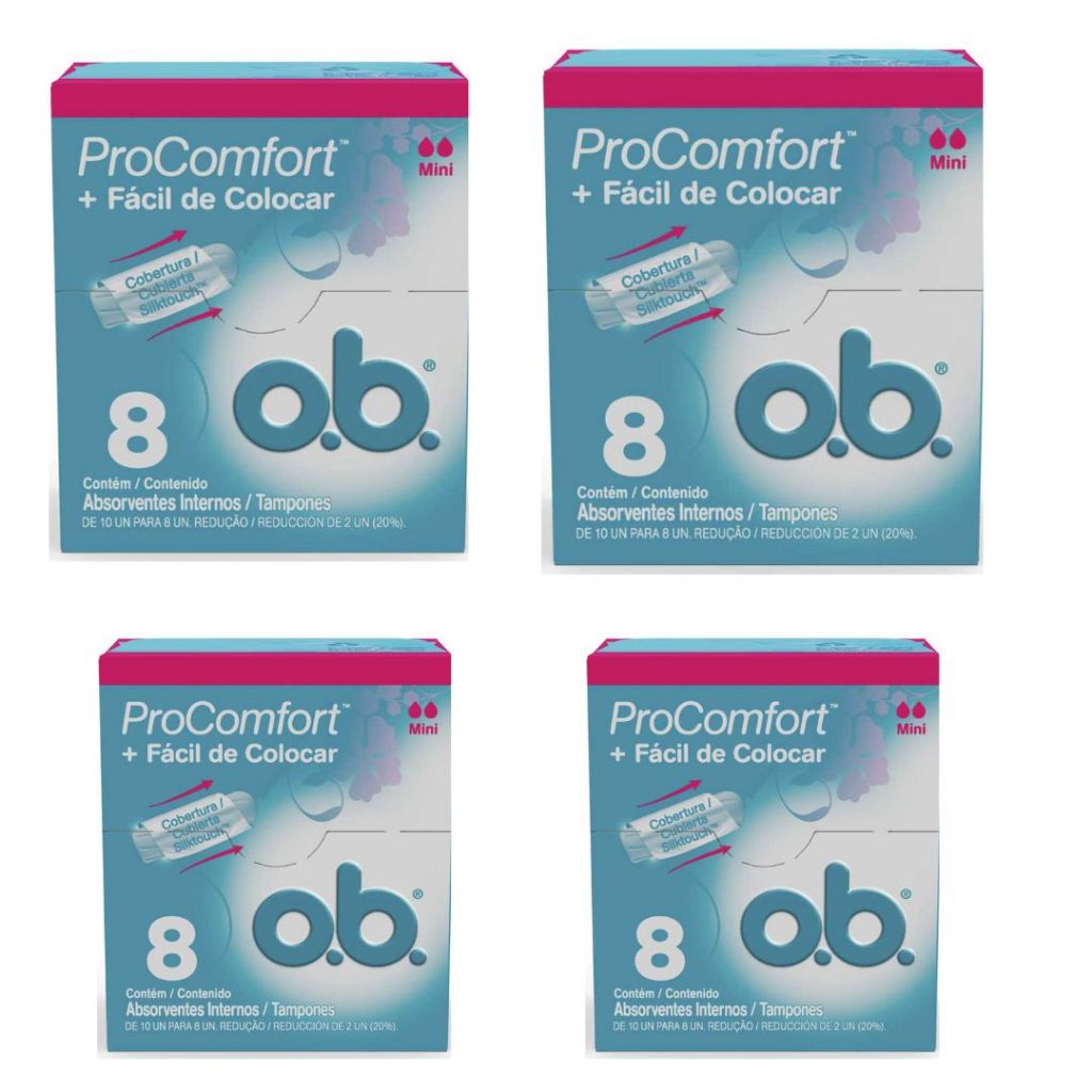 Kit com 4 unidadees do ABSORVENTE OB INTERNO PROCOMFORT MINI C/8 ...