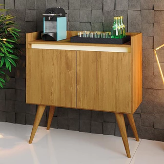 Aparador buffet cantinho do café mel com off White com pés de madeiras