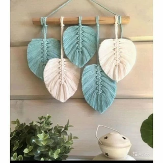 Painel folhas decorativo Macramê
