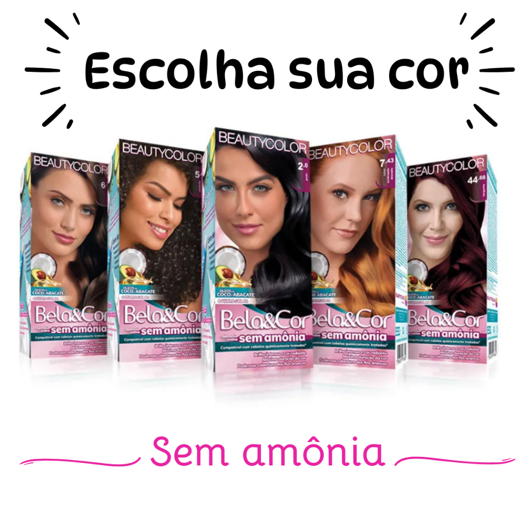 Tinta para Cabelo sem Amônia Bela e Cor Beauty Color | Shopee Brasil