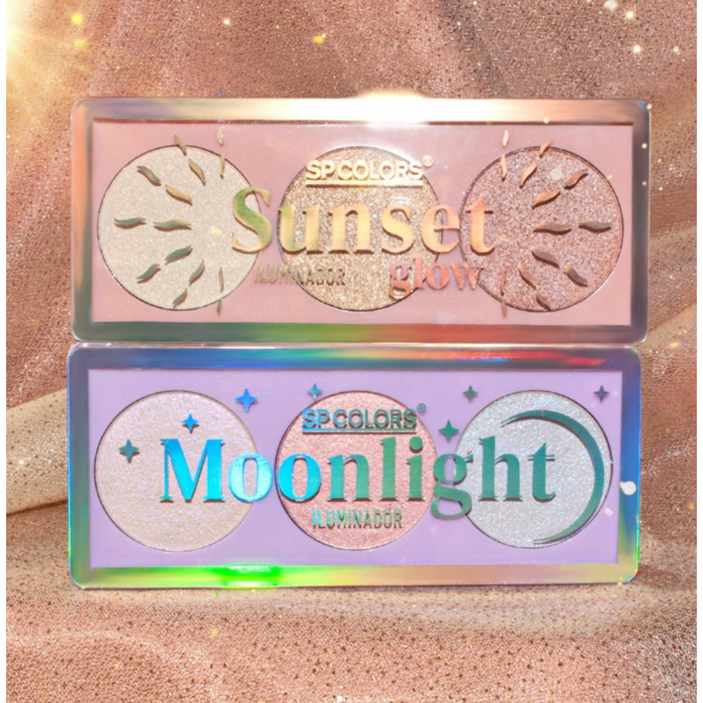 Paleta de Maquiagem Iluminador Sunset Glow e Moonlight SP COLORS