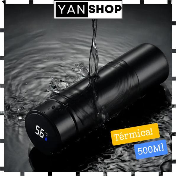 Garrafa Térmica Inox Digital Inteligente Com Medidor De Temperatura 500ML LISO