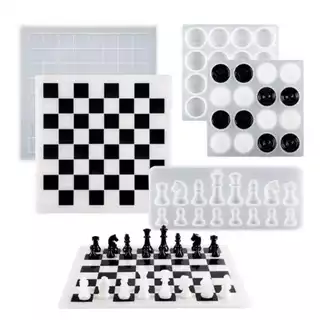 Molde Silicone Peças Tabuleiro Dama Xadrez para Resina