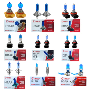 Kit Par 2 Lâmpadas Super Branca H1 H3 H4 H7 H11 H16 HB3(9005) HB4(9006) H27 Farol