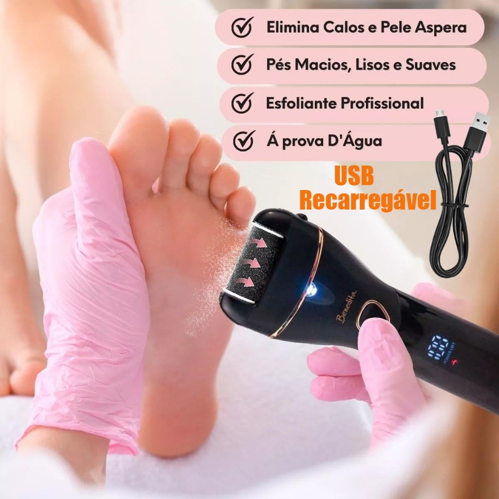 Lixador De Pé Elétrico Removedor Esfoliador Elétrico Para Pés Lixa Elimina Calos Profissional Premium USB Recarregável Ferramentas Para Cuidar Dos Pés Com luz LED