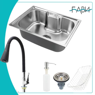 Cuba para cozinha gourmet pia aço inox com torneira preto bancada