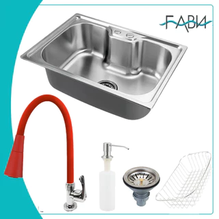Cuba para cozinha gourmet pia aço inox com Torneiras vermelhas giratórias de 360° para mesa