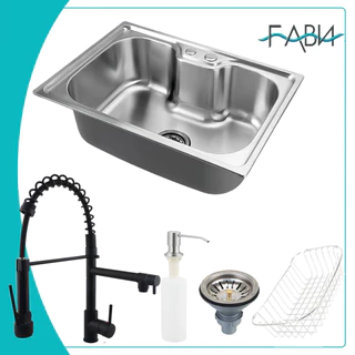 Cuba para cozinha gourmet pia aço inox com acessórios e preto Torneira gourmet