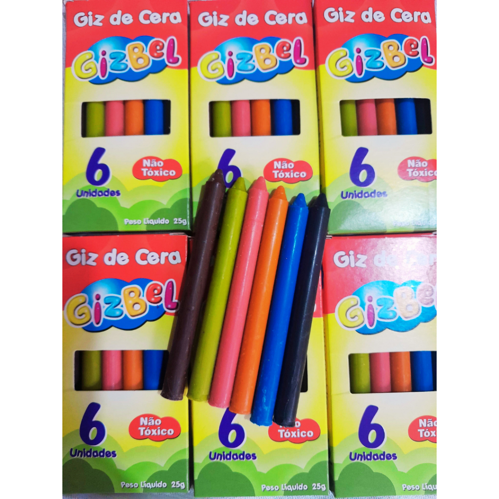 12 CAIXA MINI GIZ DE CERA LEMBRANCINHA C/06 CORES - PEQUENO - KIT FESTA ...