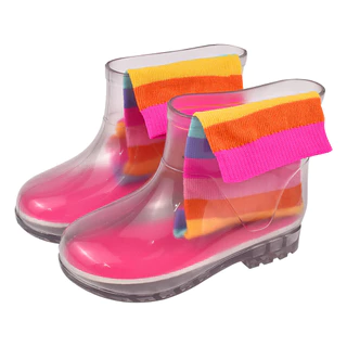 Galocha Infantil Transparente Kit Meia Colorida Galochinha Brilho Promoção