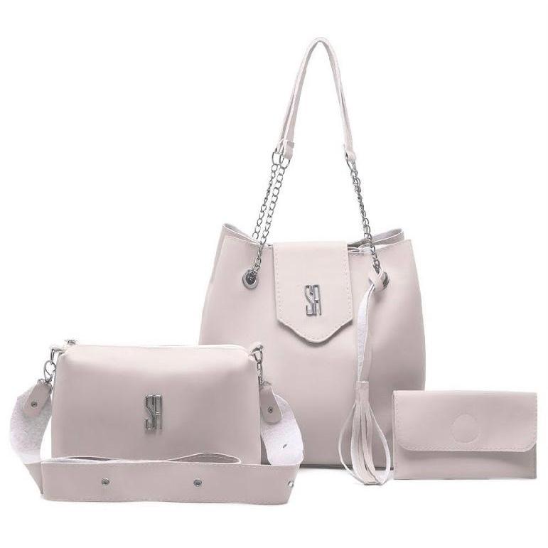 Conjunto 3 Bolsas Em Couro Luxuosa Sacola Transversal + Bolsa Tira Colo Bag + Carteira Feita Artesanalmente Em Altíssima Qualidade