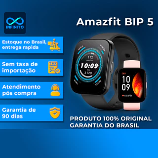 Relógio Smartwatch Amazfit Bip 5 Original Tela Colorida 1,91" C/ Alexa Chamadas com Envio Imediato