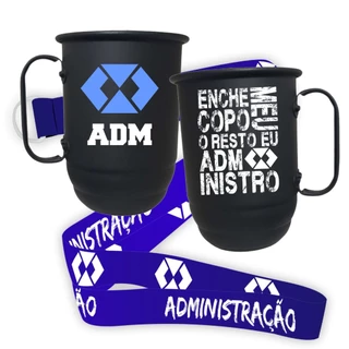 Caneca de alumínio universitária 500ml personalizada com tirante personalizado - cursos faculdade formandos atlética