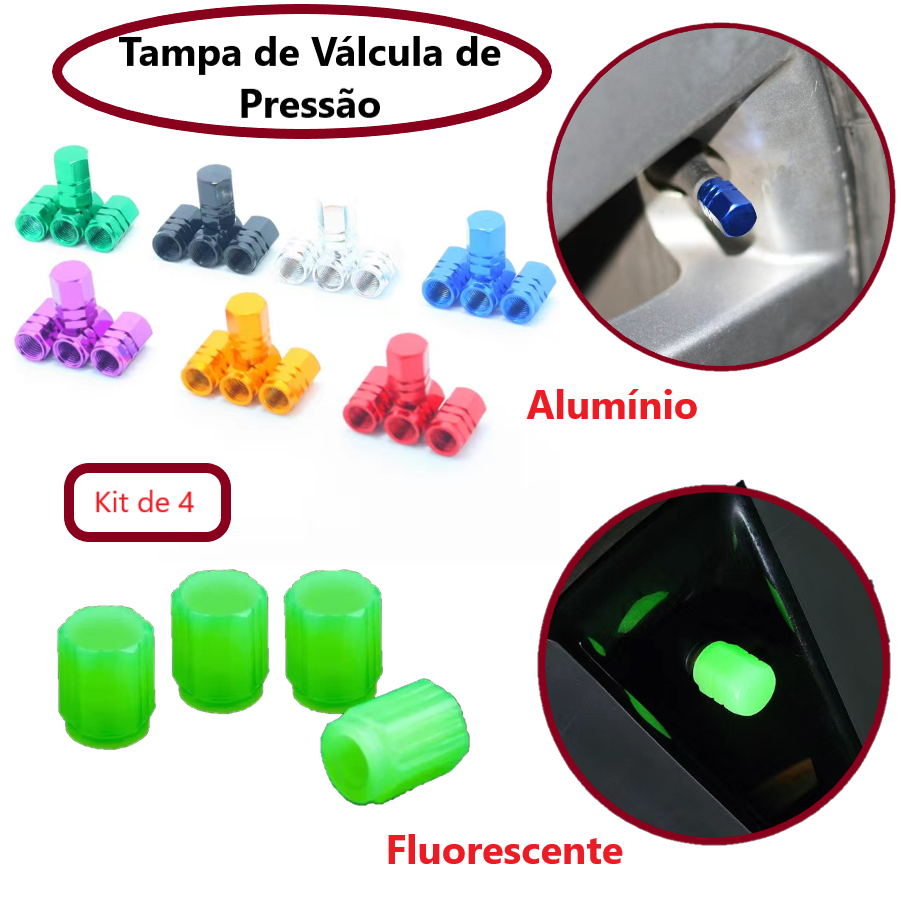 M9977 - Kit 4 Peças Tampas de Válvulas de Pneu Da Roda Estilo Fluorescente De Carro De Automóveis Capa Acessórios Motocicleta Auto Peça