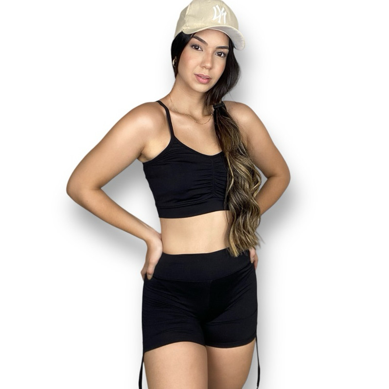 Conjunto fitness feminino academia suplex top e short