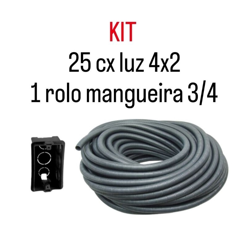 Kit Mangueira Conduite corrugado 3/4 conflex com 50 metros Sanfonada ...