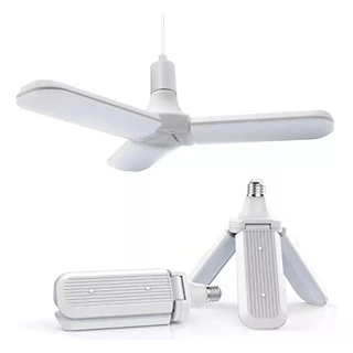 Lâmpada Bulbo LED Pétalas 45W Dobrável Ajustável Luminária Fan Blade de 3 Folhas/Pás E27 Bivolt
