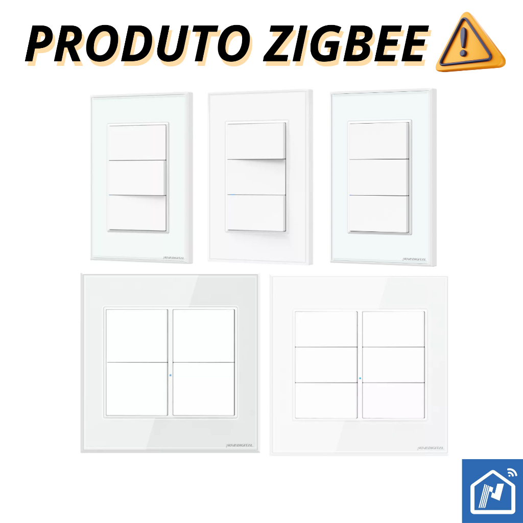 Interruptor Inteligente Zigbee Tecla Física Branco Smart - 1 / 2 / 3 / 4 / 6 Botões Nova Digital