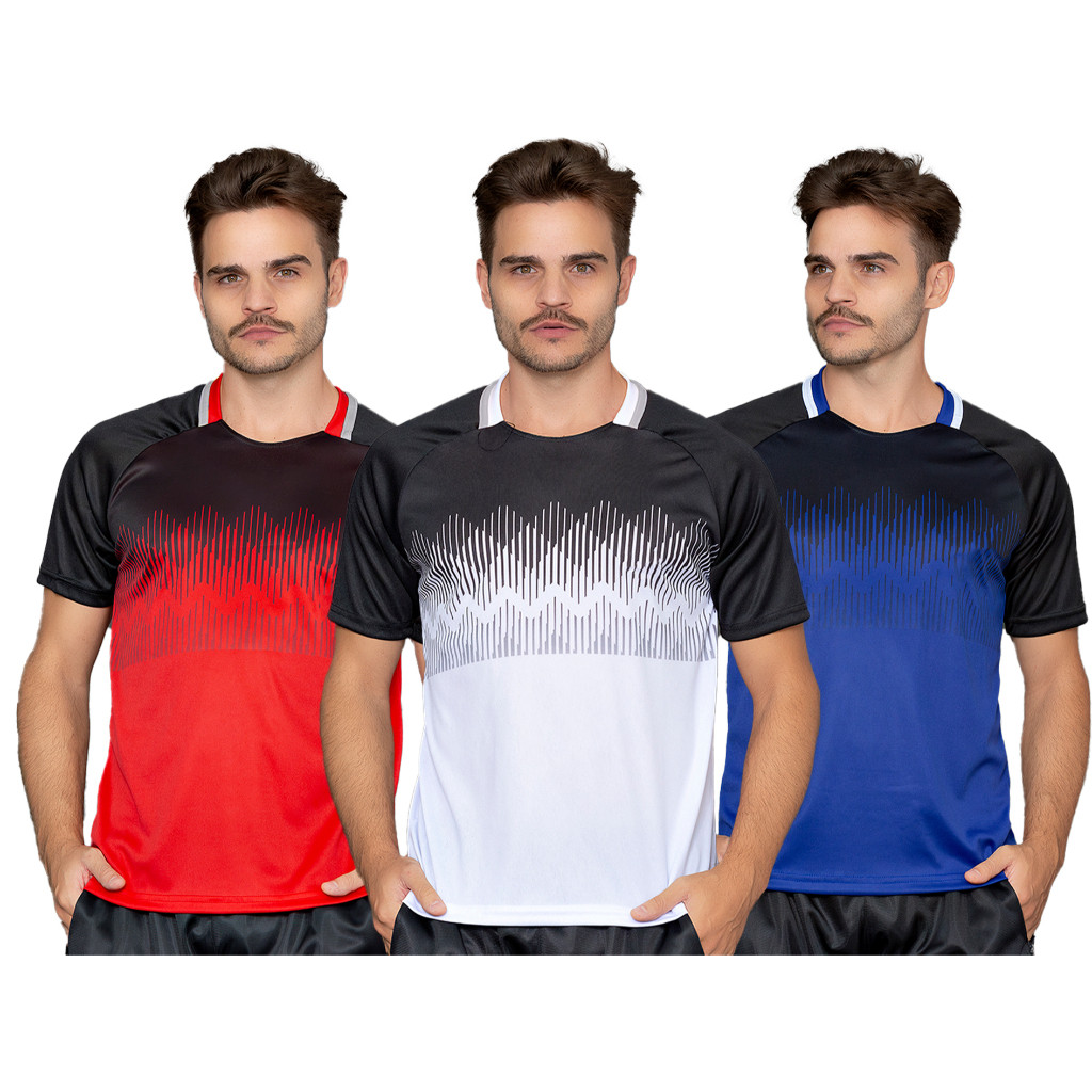 KIT 3 CAMISAS MASCULINA DRY-FIT PARA ACADEMIA ESPORTES FUTEBOL TREINO CROSSFIT CORRIDA CAMISETA MASCULINA