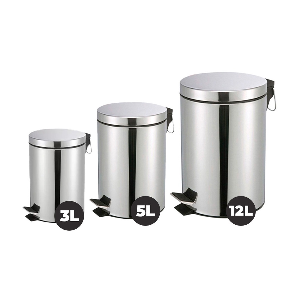 Lixeira de Aço Inox 5L Banheiro Cozinha Escritório C/ Balde Removível Lixeira de Aço Inox 12 litros