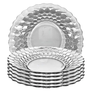 Prato de Vidro Transparente Bolha 22CM Fundo. Perfeito para o uso culinário.