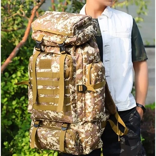 Mochila Camuflagem Grande Militar Assault Camping Impermeável 80L - NOVO