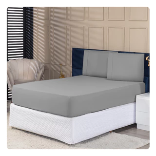 Jogo de Lençol 03 Peças 400 Fios Cama Casal Micropercal Ponto Palito em Oferta na Shopee