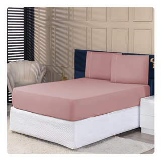 Jogo de Lençol Casal Padrão 3 Peças 400 Fios Ponto Palito em Oferta na Shopee