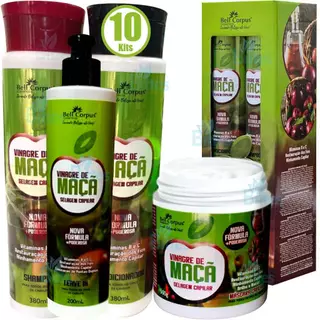 10 Kits Vinagre De Maçã Bell Corpus Selagem Capilar