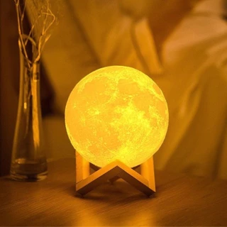 Luminária Abajur Lua Cheia 3D Led Com Alto Relevo sem Fio com Suporte Iluminação Decoração Quarto