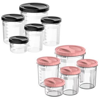 Kit 5 Conteineres Tampa de Rosca Alimentos Mantimentos Pote