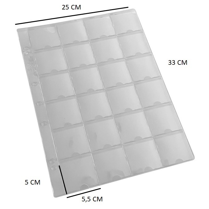Folha em ACETATO rígida sem aba para 24 TAZOS