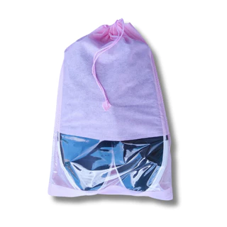 Kit 100 Sacos Tnt Rosa 26 x 36 cm com visor lingerie viagem mala organizador roupas calçados