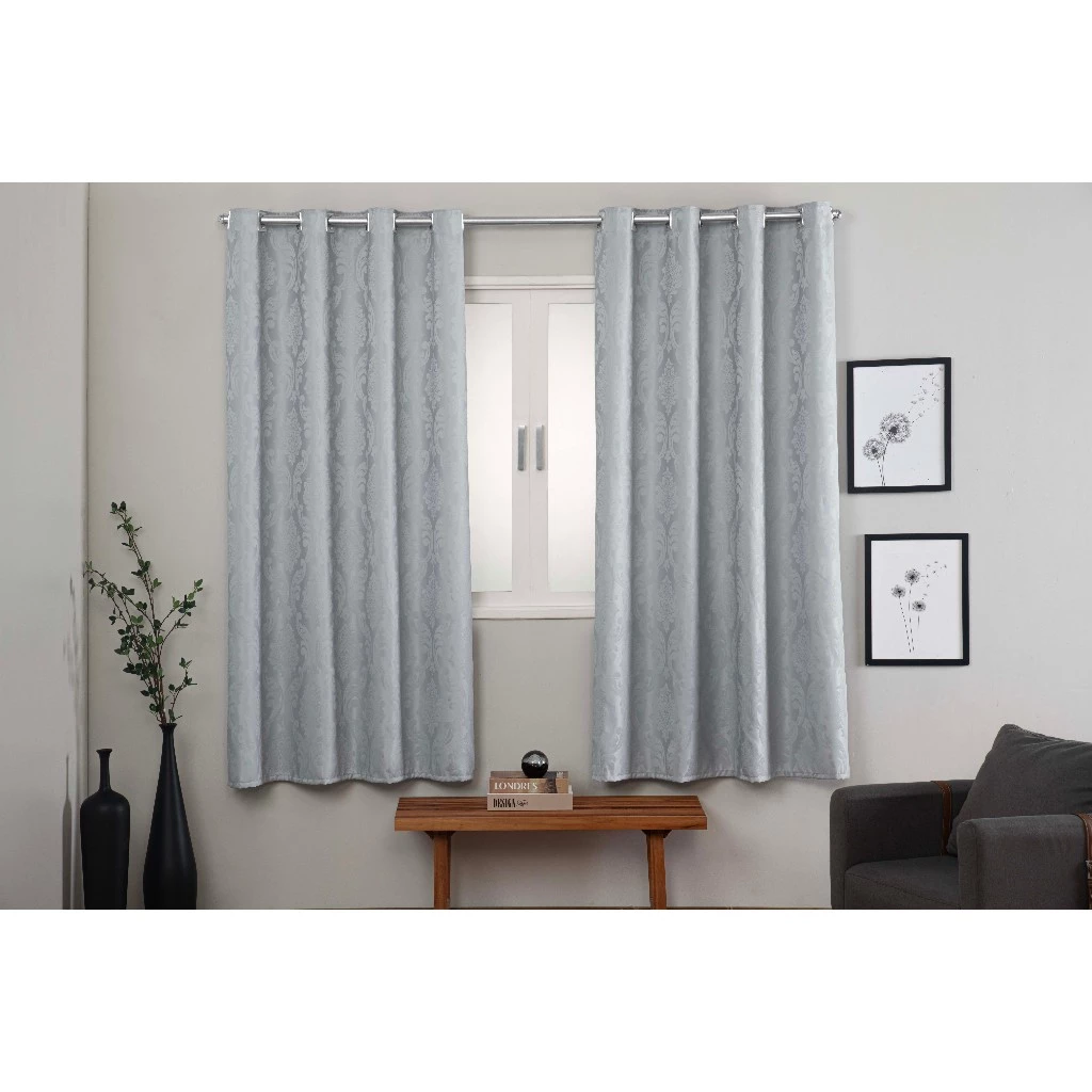 Cortina Jacquard estampado 2,80 X 1,70 Sala ou Quarto - Bela Casa Shopping