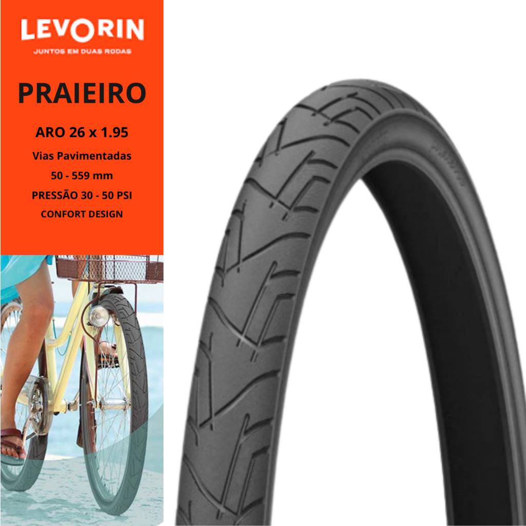 Pneu Slick Bike Aro 26x1.95 Praieiro Levorin Bicicleta Motorizada ...