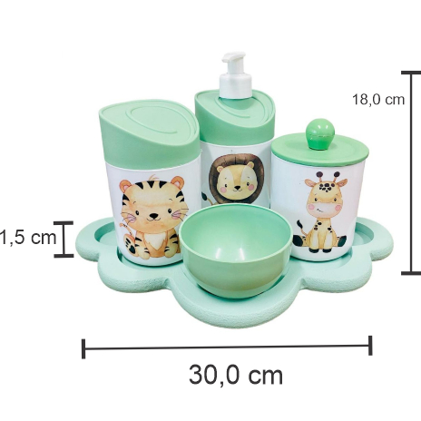 Kit Higiene Bebê Safari c/Bandeja Nuvem Verde | Shopee Brasil
