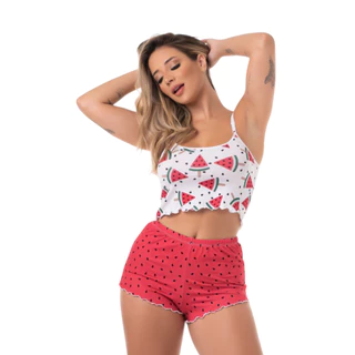 Pijama Short Doll Blogueirinha Suede Estampado Pijama De Ondinha Linha Noite Feminina 365