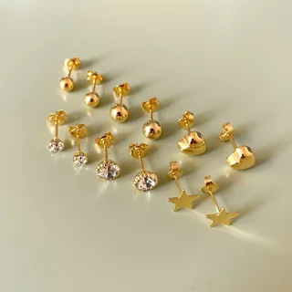 Super kit 6 brincos Folheados a Ouro 18k