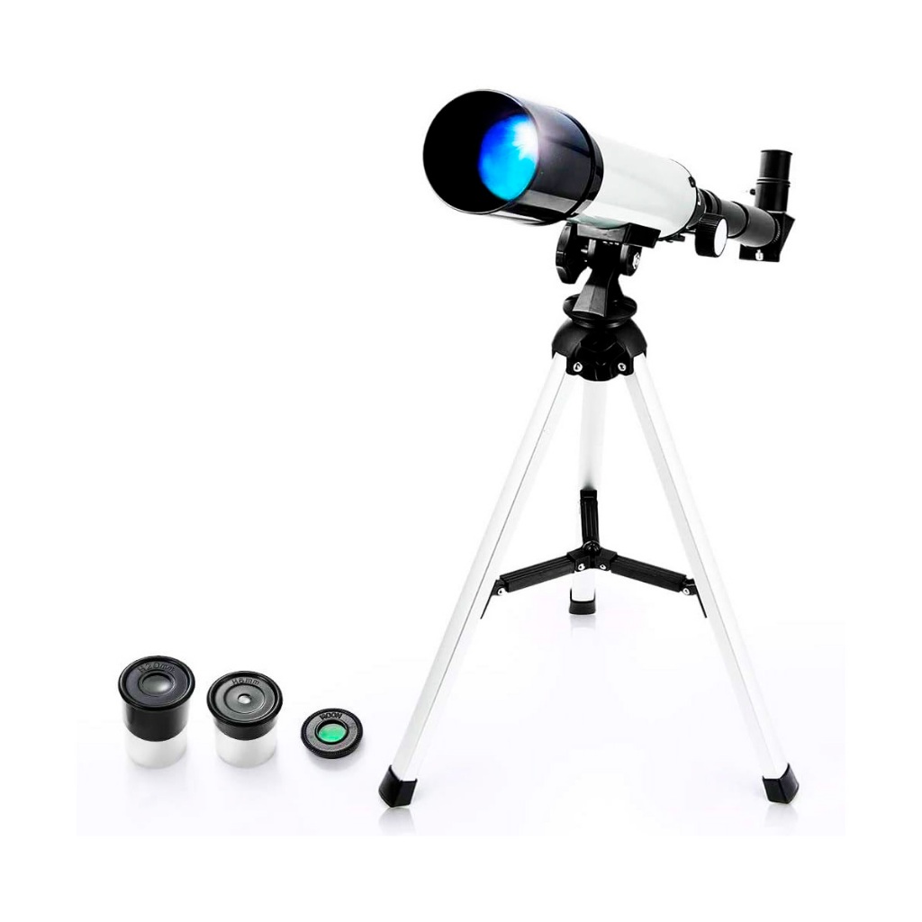 Telescópio Luneta Astronômico Refrator Tripé Lentes 20mm 6mm Filtro Lunar Iniciantes Crianças Foco 360 mm 60X