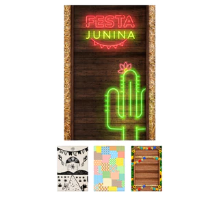 Painel Retangular Tecido Sublimado 3D Junino e Festa Junina 1,50x2,20