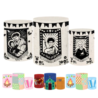 Trio Capas de Cilindro Tecido Sublimado 3D Junino Festa Junina